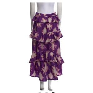 Ulla Johnson Midi Ruffle silk skirt Purple